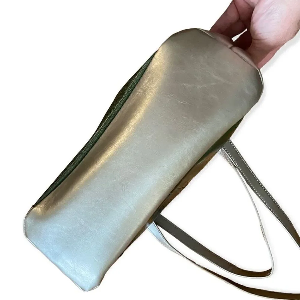 Aurielle Leather Silver & Green Purse